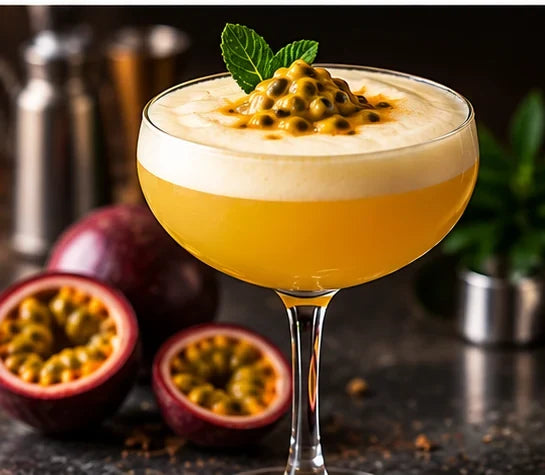 Cóctel con espuma de maracuyá, imagen ilustrativa