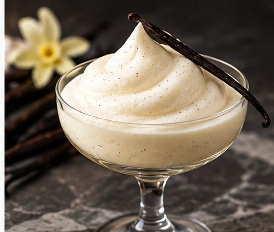 Espuma de vainilla para postres, imagen ilustrativa